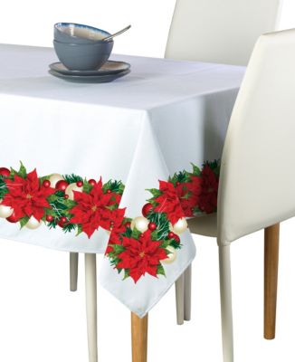 Christmas Holly Poinsettia Plant Party Tablecloth Cotton Linens Table Covers for Kitchen Dinning Wedding Decoration Stain/Wrinkle Resistant Washable HELLOWINK Square/Round Table Cloths 54x54inch