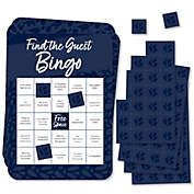 Big Dot of Happiness Navy Blue Elegantly Simple - Find the Guest Bingo Cards and Markers - Wedding & Bridal Shower Bingo Game  Set of 18