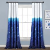 Infinity Merch 52" x 84" Space Star Window Curtain Panels Set in Navy/White