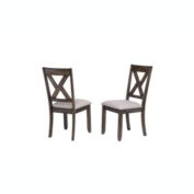 Pilaster Designs Itta Brown Wood Dining Side Chairs with Gray Polyester Seats (Set of Two)