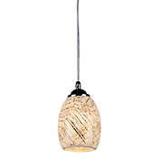 CHLOE Lighting Textured Lines Dome Glass Shade Pendant Light with Hanging Cord, Beige
