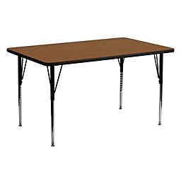 Flash Furniture 24''W x 60''L Rectangular Oak HP Laminate Activity Table - Standard Height Adjustable Legs