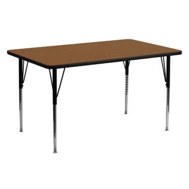 Flash Furniture Wren 24''W x 60''L Rectangular Oak HP Laminate Activity Table - Standard Height Adjustable Legs. View a larger version of this product image.