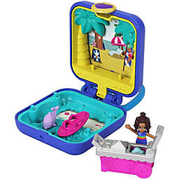 Polly Pocket Shani Tropical Beach Compact w/ Mobile Ice Cream Cart, Surfboard, Dolphin Figure