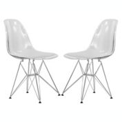 LeisureMod Cresco Molded Eiffel Side Chair - Set of 2 - Clear