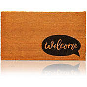 Juvale Natural Coir Welcome Doormat with Speech Bubble (17 x 30 Inches)