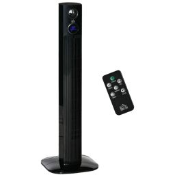 HOMCOM Freestanding Tower Fan Cooling with Aroma Function, Oscillating, 12h Timer, LED Sensor Panel, Remote Controller, for Bedroom, Black