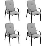 Gymax Set of 4 Patio Dining Stackable Chairs High-Back Cushions Space Saving