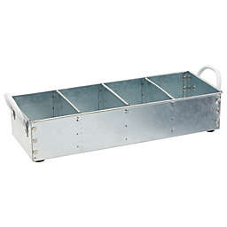 Farmlyn Creek Galvanized Metal Tray Caddy with 4 Compartments for Kitchen (16.75 x 5 x 3 In)