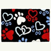 Homefires Rugs 1.5' x 2.5' Vibrant Dog Paws Designed Rectangular Polyester Area Throw Rug