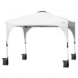 Costway 10 Feet x 10 Feet Outdoor Pop-up Camping Canopy Tent with Roller Bag-White