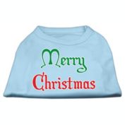 Mirage Pet Products Merry Christmas Screen Print Shirt Baby Blue XXL - 18" L