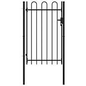Home Life Boutique Fence Gate Single Door with Arched Top Steel 39.4"x59.1" Black