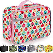 Zulay Kitchen Insulated Lunch Bag With Spacious Compartment & Built-In Handle - Ladybugs