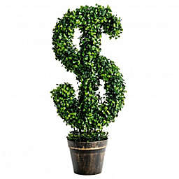 Costway 24 Inch Artificial Boxwood Topiary Faux Decorative Indoor Outdoor Tree