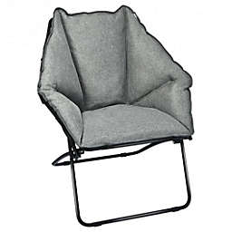 Costway Folding Saucer Padded Chair Soft Wide Seat