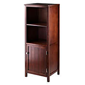 Contemporary Home Living 47.25" Warm Walnut Jelly Cupboard with 2 Shelves and Door