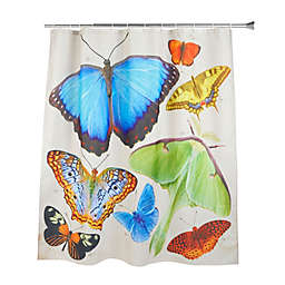 Juvale Butterfly Shower Curtain Set with 12 Rings, Girl Bathroom Decor (71 x 71 In)