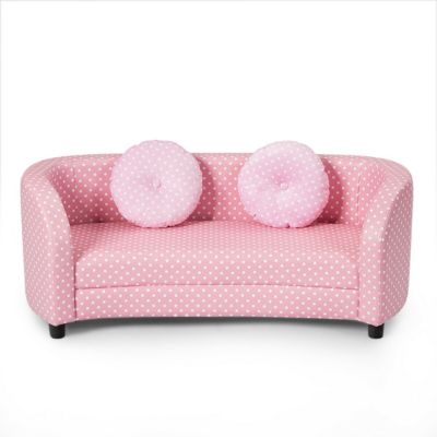 Gymax 2 Seat Kids Sofa Armrest Chair with Two Cloth Pillows Perfect for Girls Pink