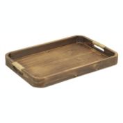 Cheungs Decorative Curved Dark Brown Wood Tray