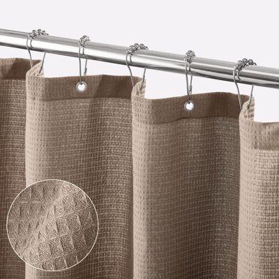DELUXE TAUPE WAFFLE POLYESTER SHOWER CURTAIN 180CM X 180CM 
