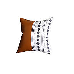 HomeRoots Monochromic Diamond and Brown Faux Leather Pillow Cover - 17