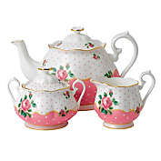 Wedgwood Royal Albert Cheeky Pink Fine Bone China - 3 Piece Tea Set