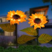 Solar Sunflower Lights LED Garden Stake Lights 2PCS