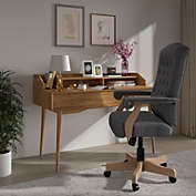 Flash Furniture Derrick Gray Fabric Classic Executive Swivel Office Chair with Driftwood Arms and Base