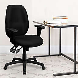 Emma + Oliver High Back Black Fabric Ergonomic Swivel Office Chair with Adjustable Arms
