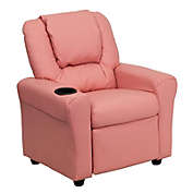 Flash Furniture Contemporary Pink Vinyl Kids Recliner With Cup Holder And Headrest - Pink Vinyl