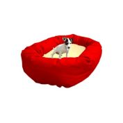 Majestic Pet Product 52-Inch Extra Large Poly / Cotton Waterproof Cushion Red and Sherpa Bagel Bed for Pets