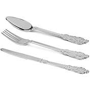 Smarty Had A Party Shiny Metallic Silver Baroque Plastic Cutlery Set (600 Spoons, 600 Forks and 600 Knives)