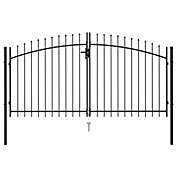 Home Life Boutique Fence Gate Double Door with Spike Top Steel 9.8&#39;x4.9&#39; Black