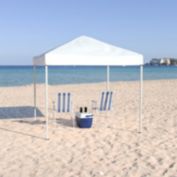 Emma and Oliver 8'x8' White Weather Resistant Easy Pop Up Slanted Leg Canopy Tent with Carry Bag