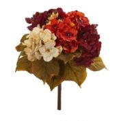 Nearly Natural Home Decorative 16"H Autumn Hydrangea Berry Bouquet Artificial Flower - Set of 2