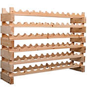 HOMCOM Stackable Wine Rack, Modular Storage Shelves, 72-Bottle Holder, Freestanding Display Rack for Kitchen, Pantry, Cellar, Natural