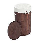 Zimtown Bamboo Laundry Hamper Basket Organizer with Lid in Brown