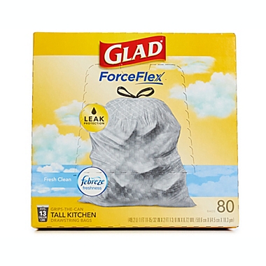 Glad OdorShield + Febreze Trash Bags 160 Ct. - 13 Gallon Fresh Clean Tall Kitchen Bags. View a larger version of this product image.