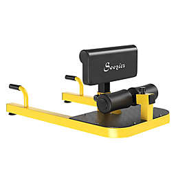 Soozier 3-in-1 Padded Leg Exerciser Push Up Sit Up Squat Machine Home Gym Fitness Equipment, Yellow