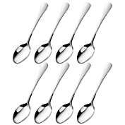 Unique Bargains Stainless Steel Iced Spoons Set of 8 Kitchenware, Mini Tiny Small Spoons for Coffee Bar Cooking Soup Spoon Oil Salt Sugar Dining Spoons 4.7" Length