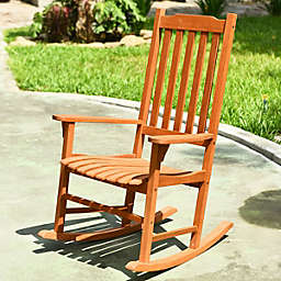 Gymax Outdoor Eucalyptus Rocking Chair Single Rocker for Patio Deck Garden Natural