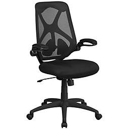 Emma + Oliver High Back Black Mesh 2-Paddle Ergonomic Office Chair Adjustable Lumbar, Arms