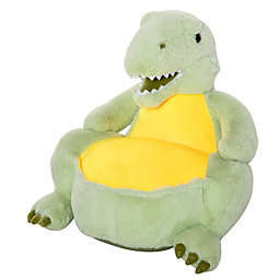 Qaba Animal Kids Character Chair Cartoon Sofa Armrest Chair Cute Dinosaur Stuffed Flannel PP Cotton 22" x 19" x 22" Green