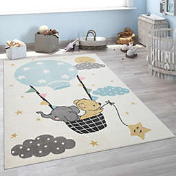 Paco Home Kid´s Rug for Nursery Bear and Elephant Balloon Ride in Beige