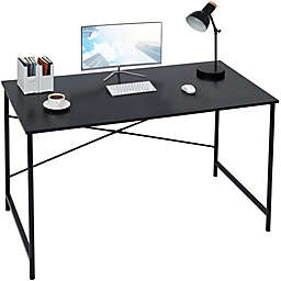 Coavas Computer Desk Large Study Desk Simple Writing Table Workstation for Home, Black Wood Tabletop with Black Frame, 47