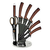 Berlinger Haus 8-Piece Knife Set w/ Acrylic Stand Ebony Rosewood Collection