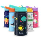 BOZ Kids Insulated Water Bottle with Straw Lid, Stainless Steel Vacuum Double Wall Water Cup with Scratch-resistant Cute Print and Carry Handle, BPA-free and Dishwasher-safe (Space)