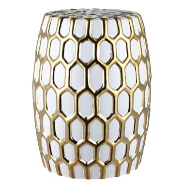 Laili Garden Stool - Gold/White - Safavieh. View a larger version of this product image.