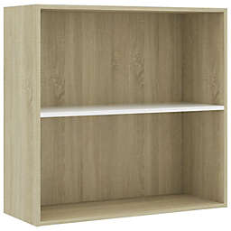 vidaXL 801004  2-Tier Book Cabinet White and Sonoma Oak 80x30x76,5 cm Chipboard